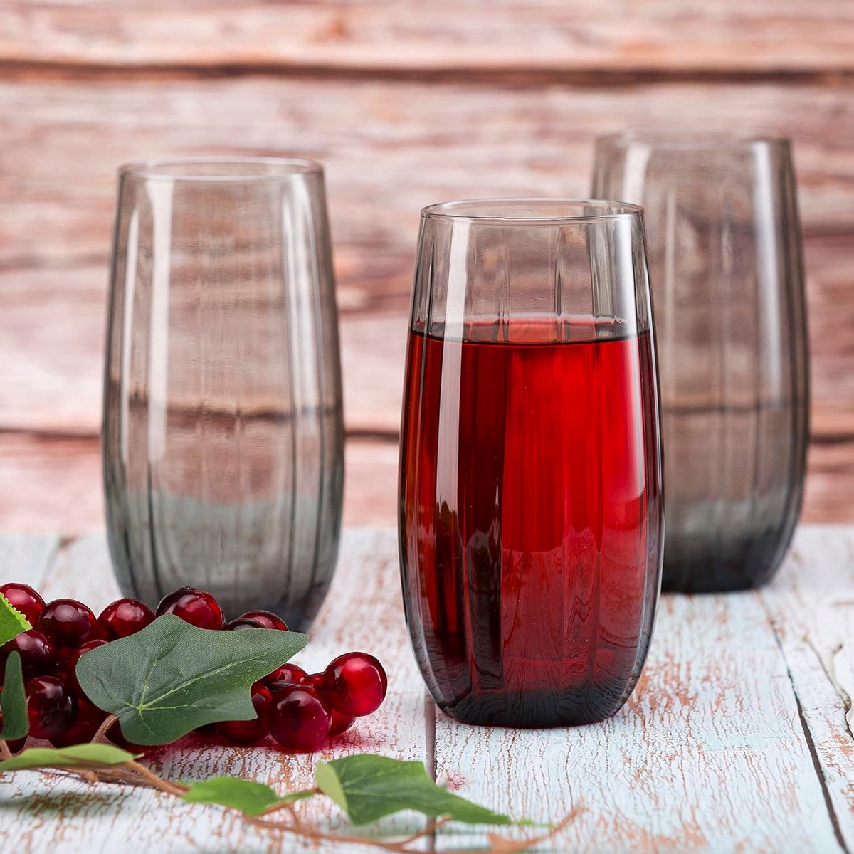 Pasabahce Linka – Zwarte Longdrinkglazen – Set van 3 – 500 ml – Stijlvolle glazen – Vaatwasserbestendig