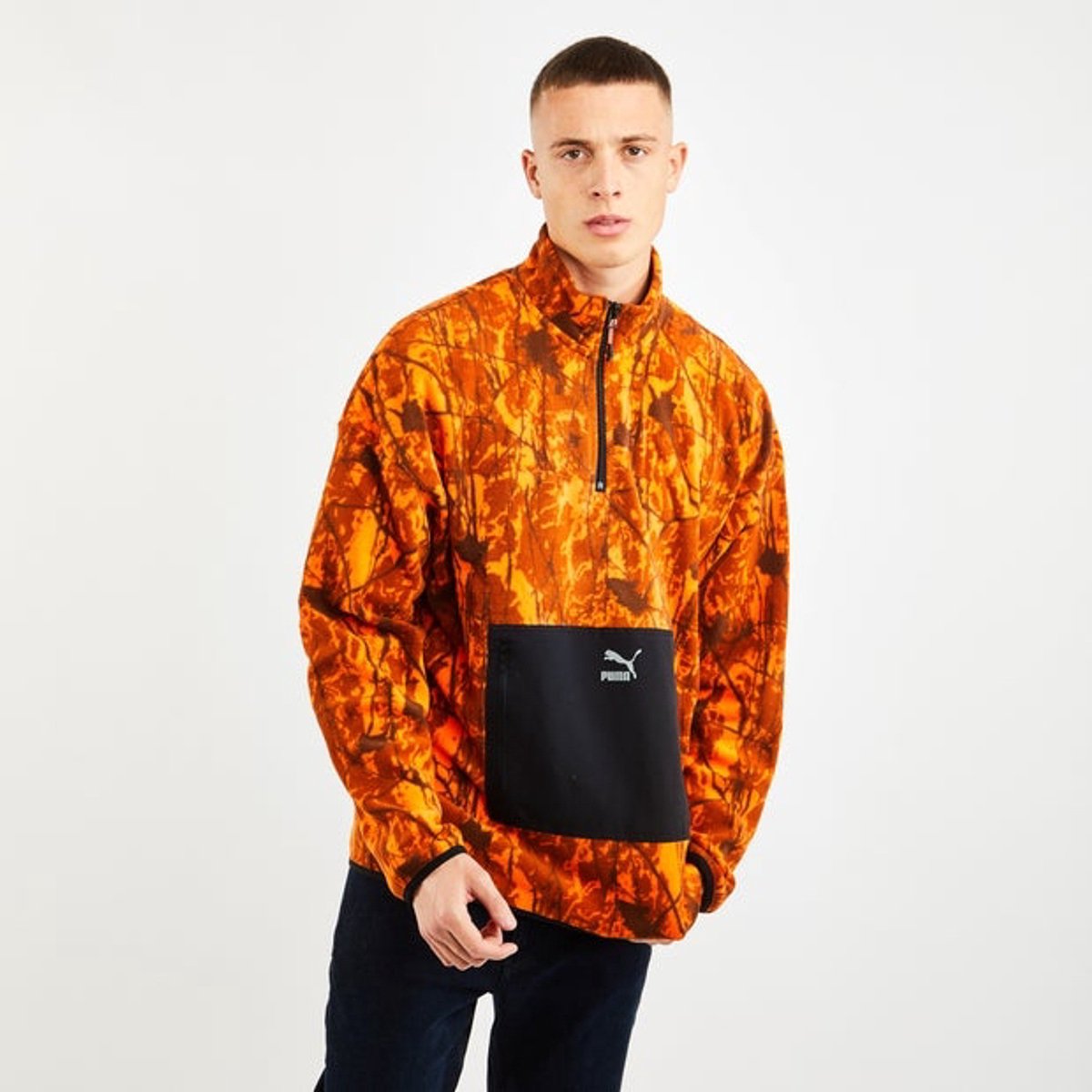 Herensweater Puma Double Vision All Over Print Hoodies Oranje