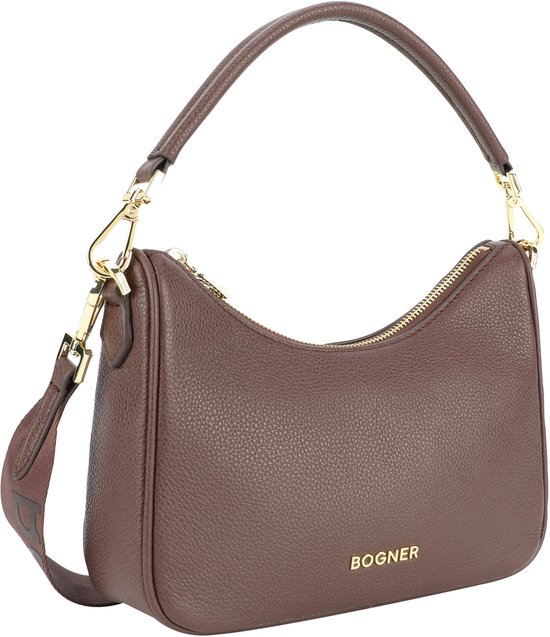 Bogner Cuir Sac à épaule bandoulière Pontresina Lora Shoulderbag Darkbrown Marron foncé