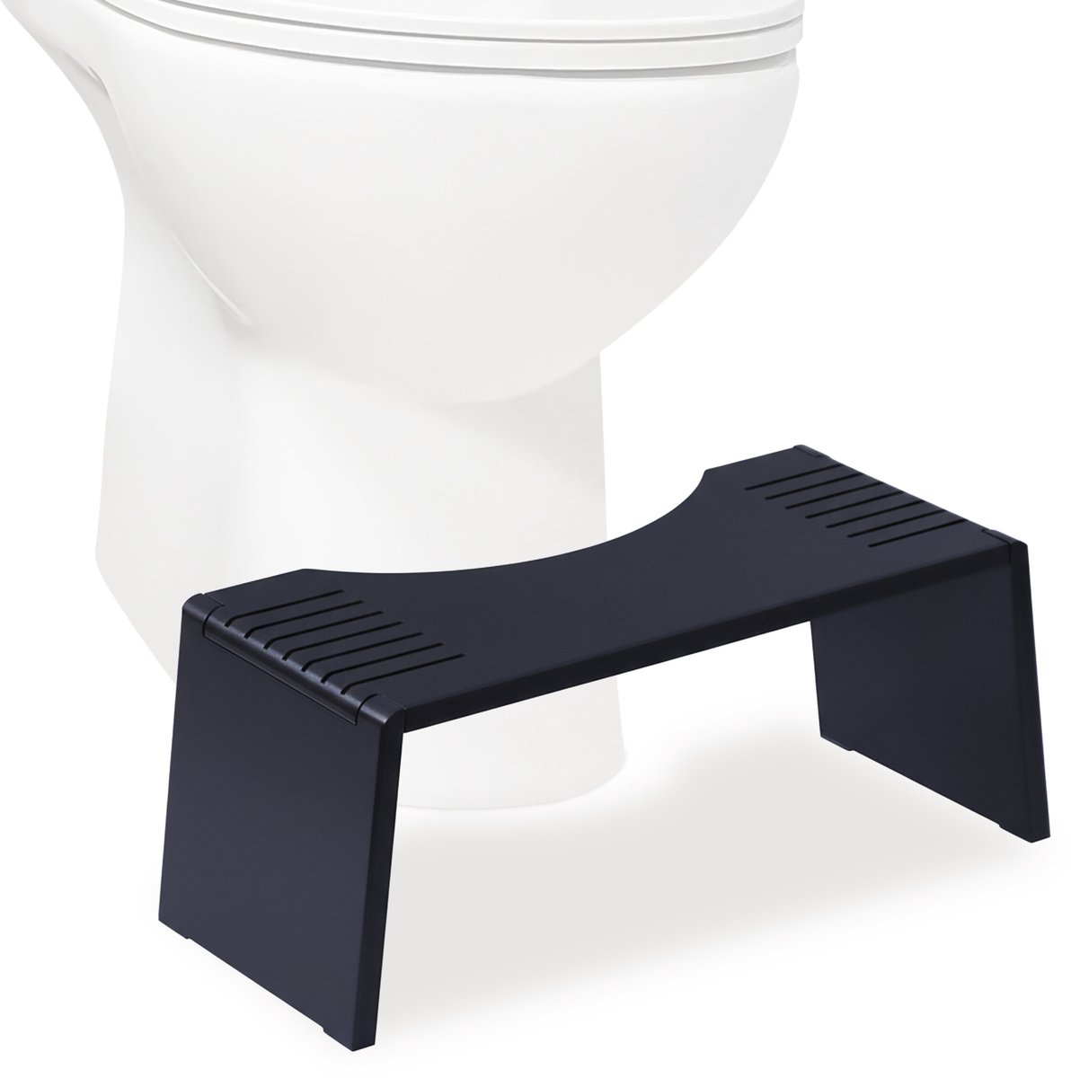Toiletkrukje - inklapbaar - bamboe - antislip - zwart