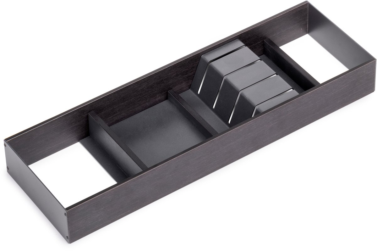 Emuca Orderbox Messenhouder voor lade, 150x470mm, Staal en Hout, Antracietgrijs