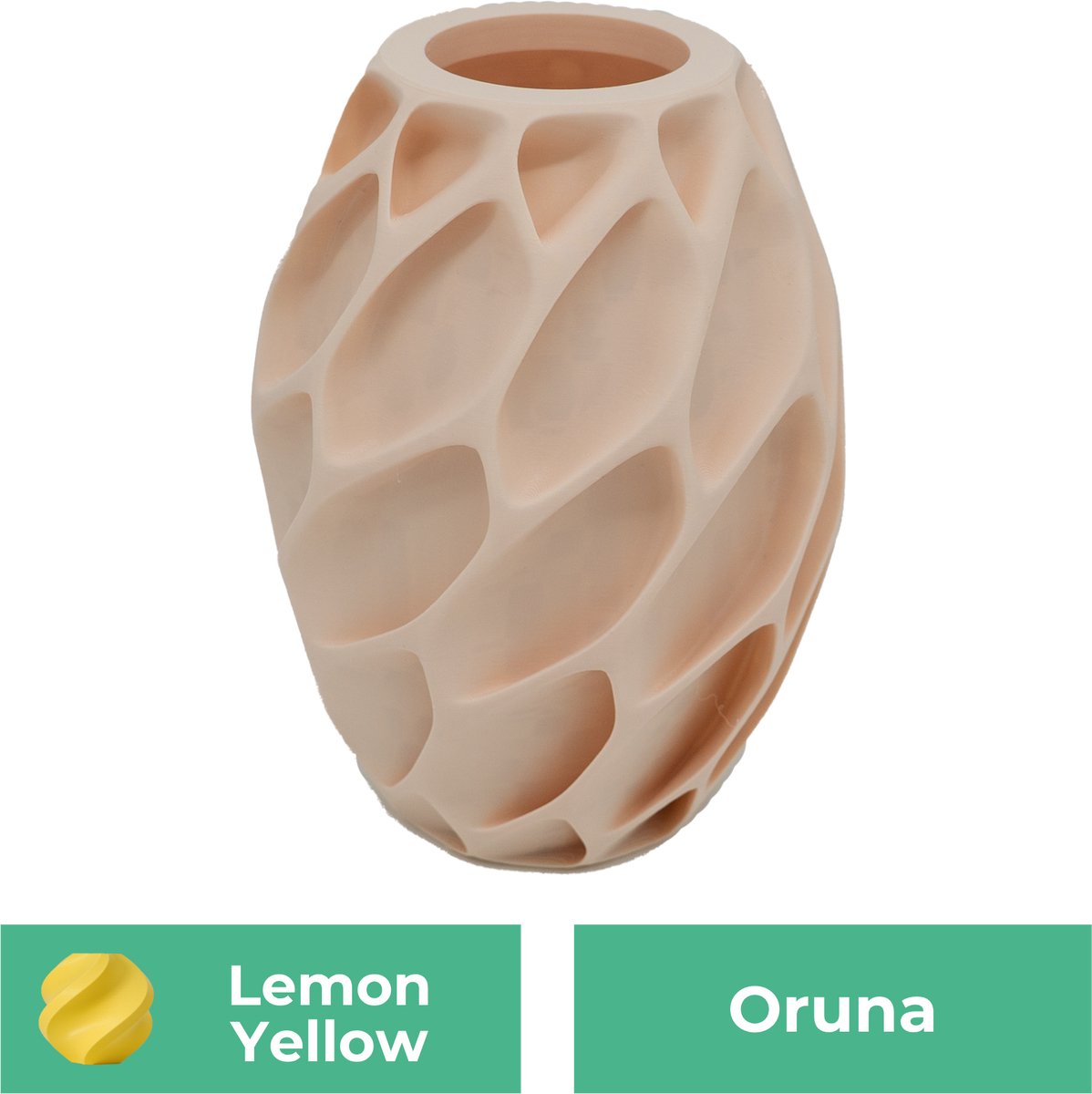 Lovora Oruna organische vaas – Decoratieve vaas - Citroen Geel - 3d geprinte vaas – geschikt voor droogbloemen - 20CM