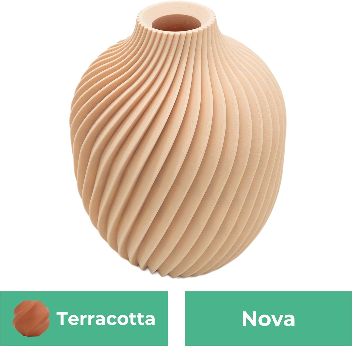 Lovora Nova moderne vaas – Decoratieve vaas - Terracotta - 3d geprinte vaas – geschikt voor droogbloemen - 20CM