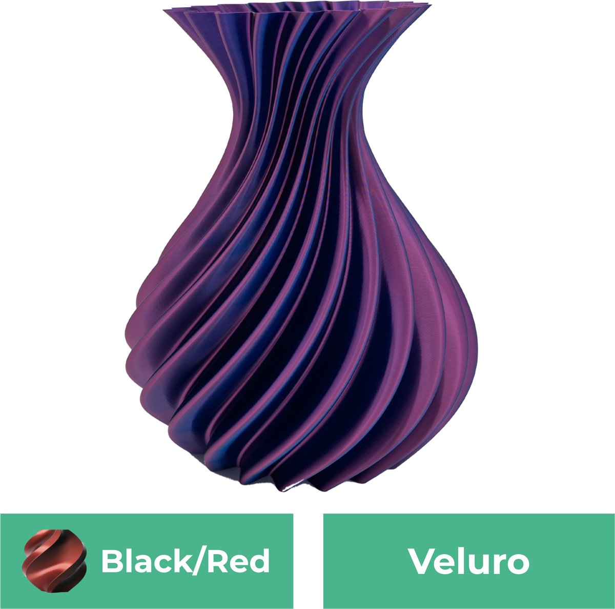 Lovora Veluro design vaas – Decoratieve vaas - Zwart / Rood - 3d geprinte vaas – geschikt voor droogbloemen - 20CM
