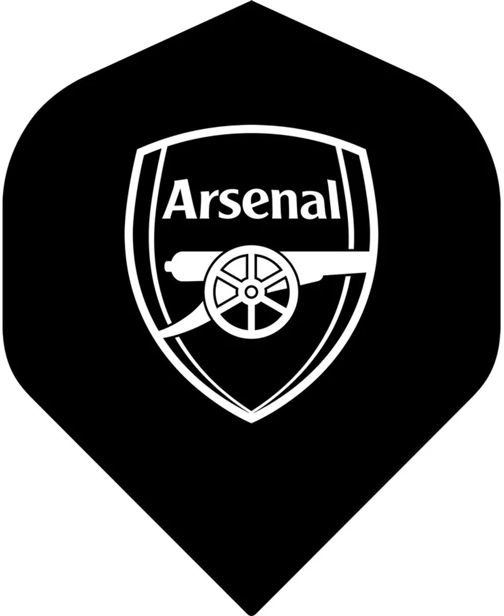 ARSENAL FC VOETBAL DART FLIGHTS - OFFICIAL LICENSED - NO2 - STD - THE GUNNERS - F2 - BLACK - 2 SIDED MONO 1 SET (3 FLIGHTS) - FOOTBALL