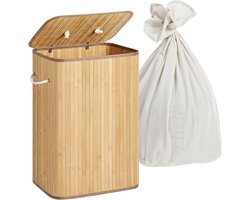Wasmand 2 vakken - 105 l - bamboe - opvouwbaar