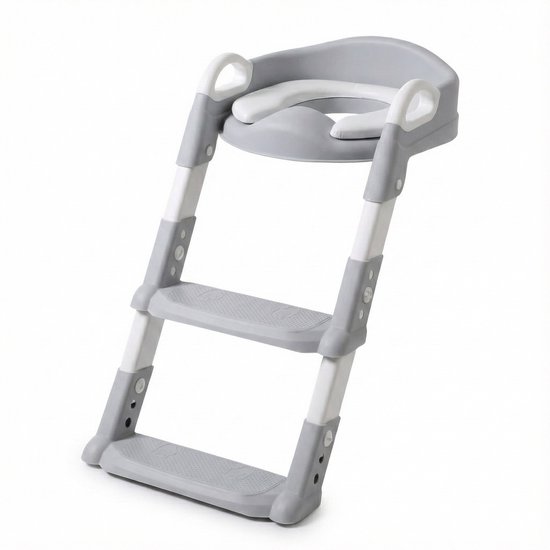 Laavir® WC‑Verkleiner & Toilettrainer met Trapje - Zelfstandigheid & Veiligheid voor Peuters - Grijs