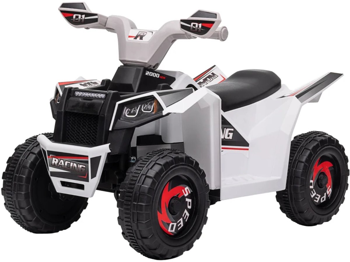 Elektrische Kinderquad - Voertuig met 4 Wielen - 6V - tot 2,5 km/u - Kinderen 18-36 maanden - Vooruit- en Achteruitversnellingen - Kindervoertuig - Accuvoertuigen - Wit