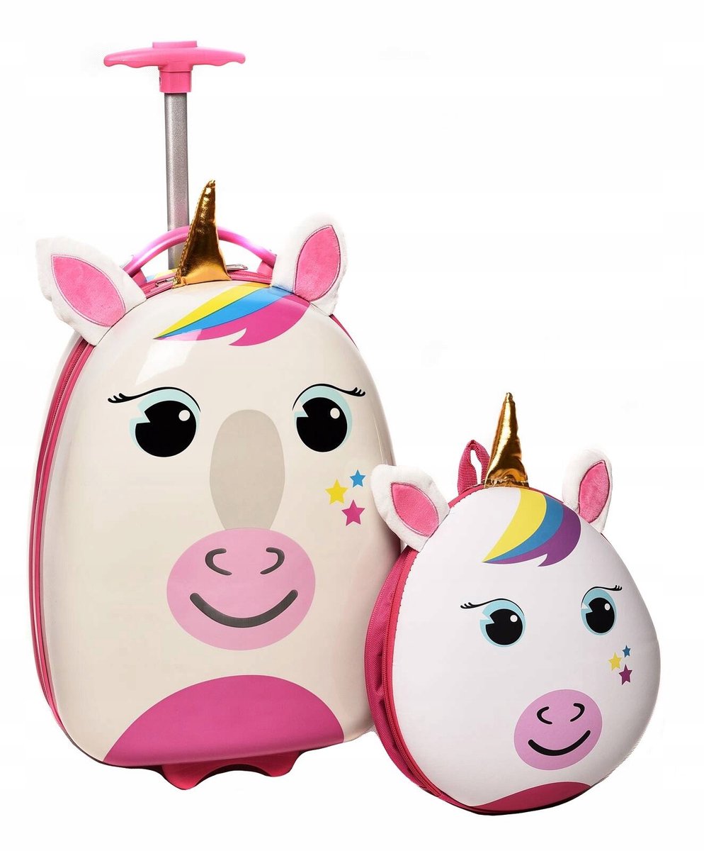 Unicorn Kinderkoffer met LED Wielen & Rugzak - Handbagage