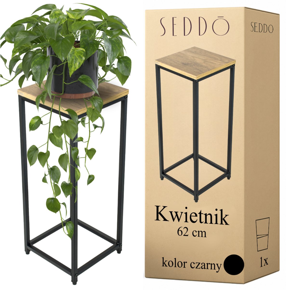 Seddō Classic - Metalen Bloemenstandaard - 62cm - Loftstijl - Antislip Voeten