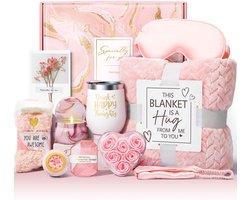 Namajunas - Rozencadeaus voor Vrouwen - Verjaardagsboxen en verwencadeaus voor haar - Geschenkset Vrouwen - Beterschap geschenkmanden Zelfzorgpakket Ontspanningsbadset - Blanket & Oogmasker - Kerstcadeaus voor Moeder, Haar Vriendin, Zus, Vrouw en Oma