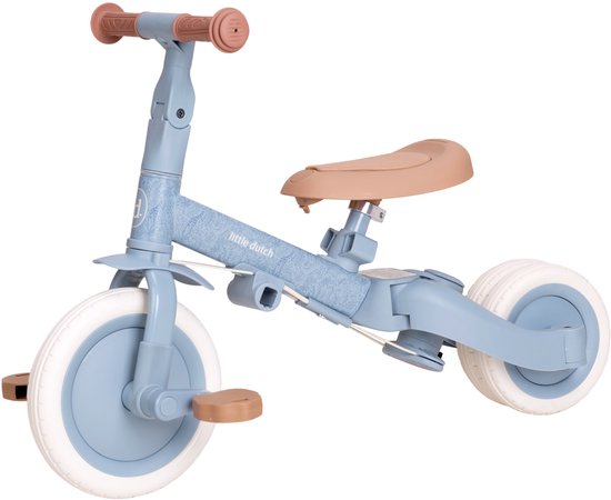 Little Dutch - 4 in 1 Driewieler Met Duwstang - Safari Dreams Blue