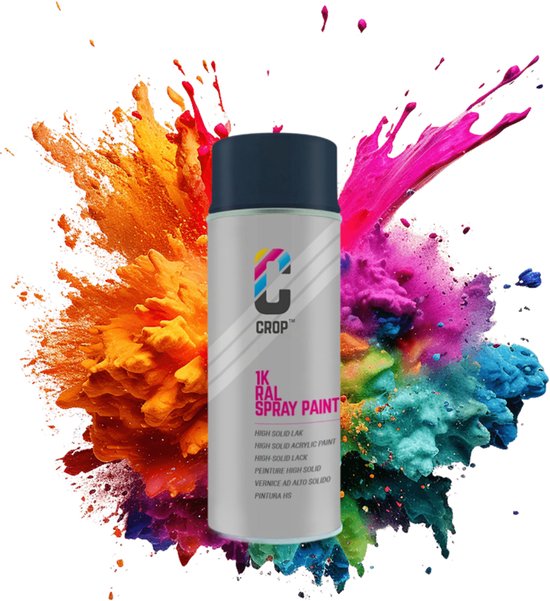 Bombe aérosol CROP RAL 5011 Bleu acier - Haute brillance - 400 ml - Peinture aérosol Blauw - 100 % grand teint - Séchage rapide - Intérieur et extérieur - RAL5011