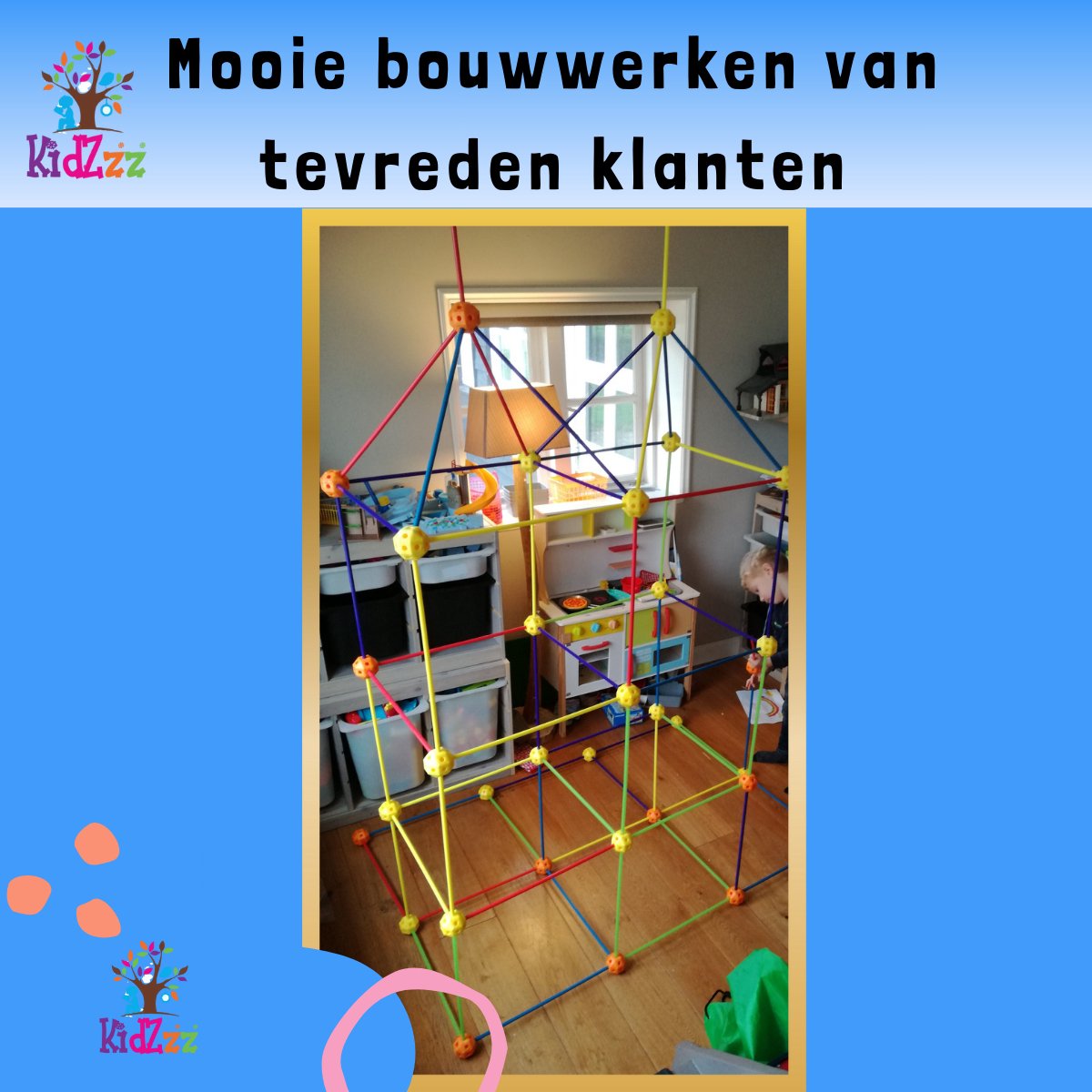 KidZzz® Gigafort XXL Uitbreidingsset - Bouw nóg grotere forten- Uitbreiding - Upgrade - Set met Extra lange Stokken - Extra grote Draagtas - Bouwspeelgoed - Hut bouwen - Speeltent - STEM speelgoed - Constructiespeelgoed - Bouwset - 45 onderdelen — afbeelding 11
