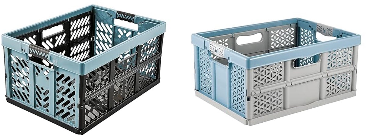 IMPERATORIS® Klapkrat - Vouwkrat - Opvouwbare Boodschappenkrat - Stapelbaar - Robuust Kunststof - 45 en 32 Liter - Voor Auto en Thuis - 2 Stuks - blauw