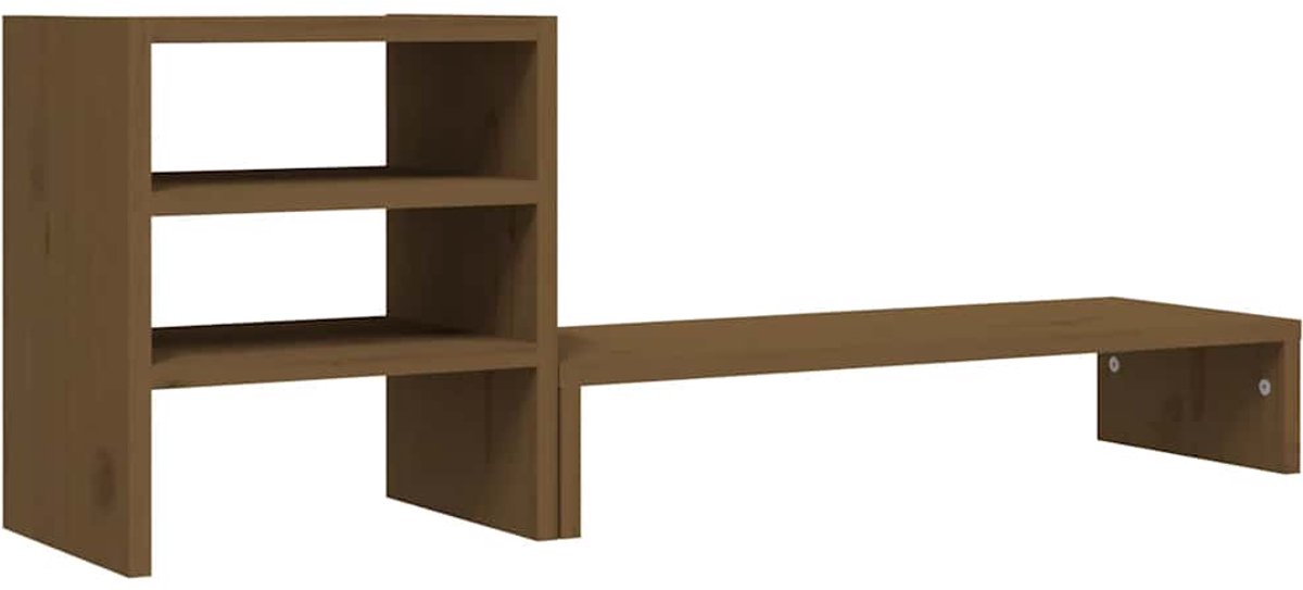 vidaXL - Monitorstandaard - 81x20x30 - cm - massief - grenenhout - honingbruin