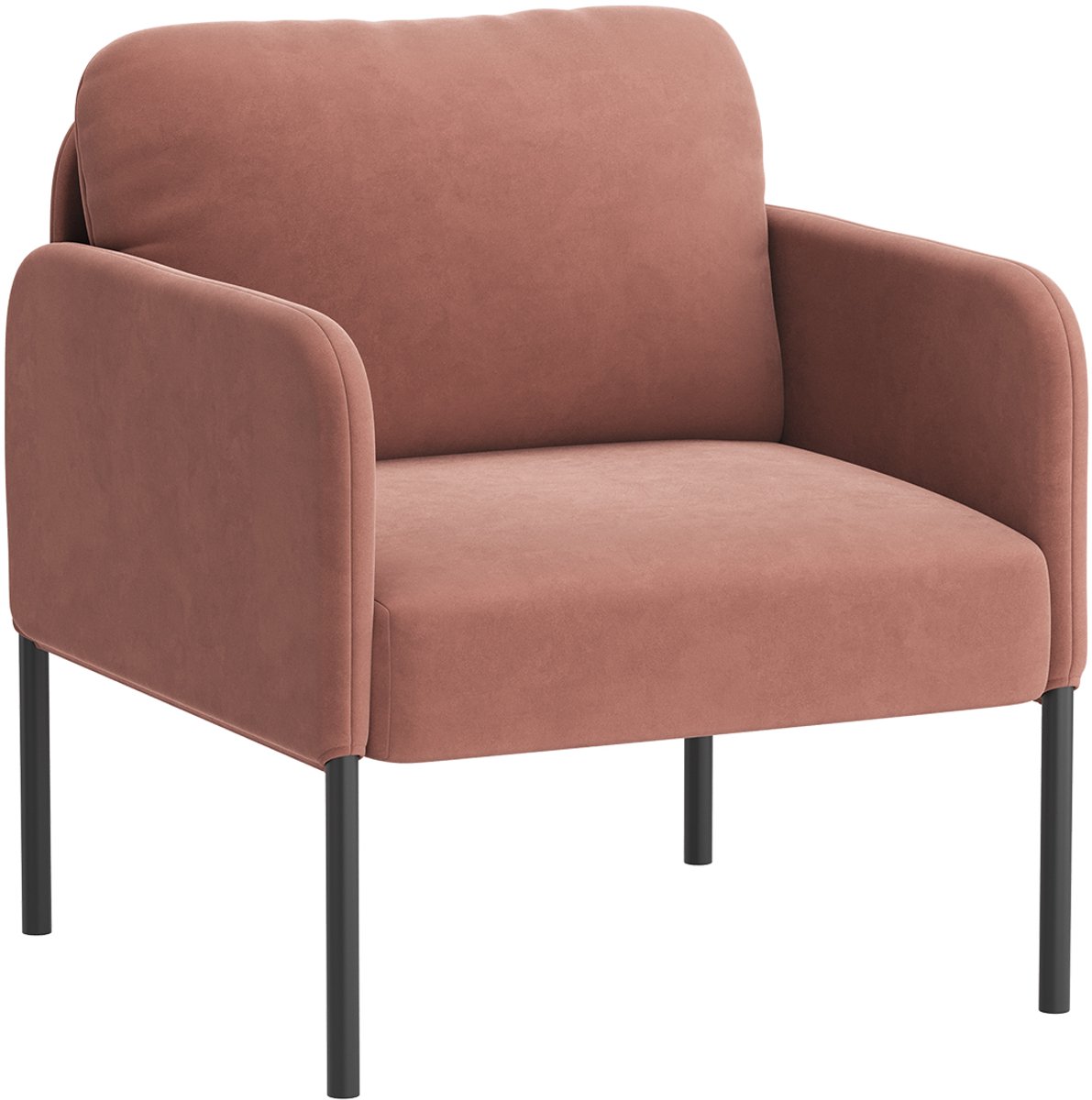 COLAMY Gestoffeerde fauteuil Accentstoel - Moderne loungestoel - Gewatteerde rugleuning - Zachte fluwelen woonkamerstoel - Roze