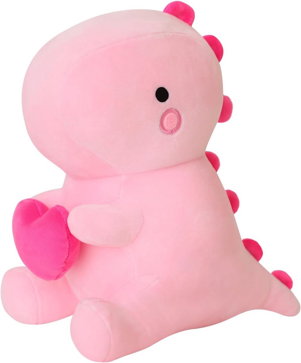 Creasowl® Schattige Dinosaurus Knuffel met Hart – Super zachte Roze Pluche – Valentijn Knuffel – Dino Pluche Dier - Lief Cadeau voor Kinderen & Volwassenen - Liefde Cadeau