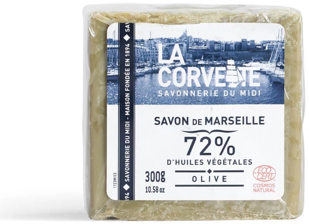 Savon de Marseille - 3 x blok 300 gram - 72% Olijf - voor huid, vlekken en de was - Olijfzeep