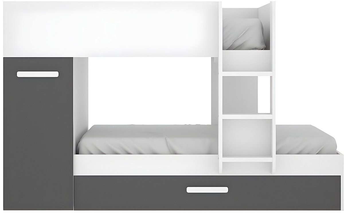 Vente-unique Stapelbed hout antracietgrijs, wit 90 x 190 cm