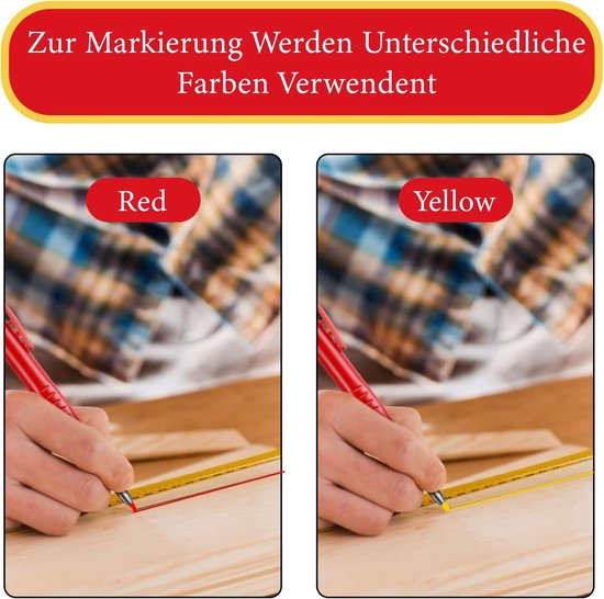 HB Potloodvullingen 36 Stuks – 2,8mm Rond, Zwart/rood/geel Voor Timmermanspotlood