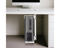 Sensova Verstelbare PC-houder voor Montage Onder Bureau of Aan Zijkant – Robuuste Stalen CPU Beugel met Ruimtebesparend Ontwerp – Geschikt voor de Meeste Desktop Computers tot 30 kg – Ideaal voor Thuiswerkplekken, Kantoren en Gaming Setup (Wit)