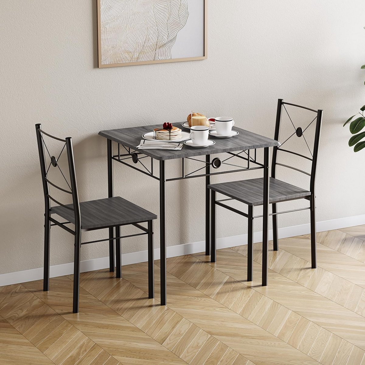 Moderne Eettafel en Stoel Set voor 2 Personen - Perfect voor Keuken en Ontbijt
