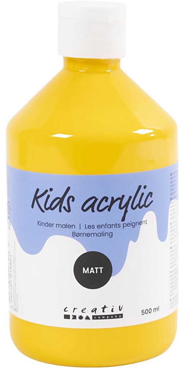 Acrylverf Mat, geel, 500 ml/ 1 fles