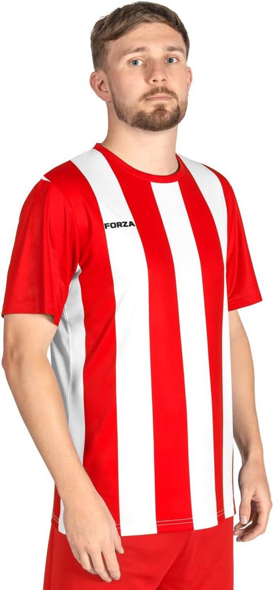 Gestreept heren voetbalshirt van polyester in diverse kleuren (XS-XXL)
