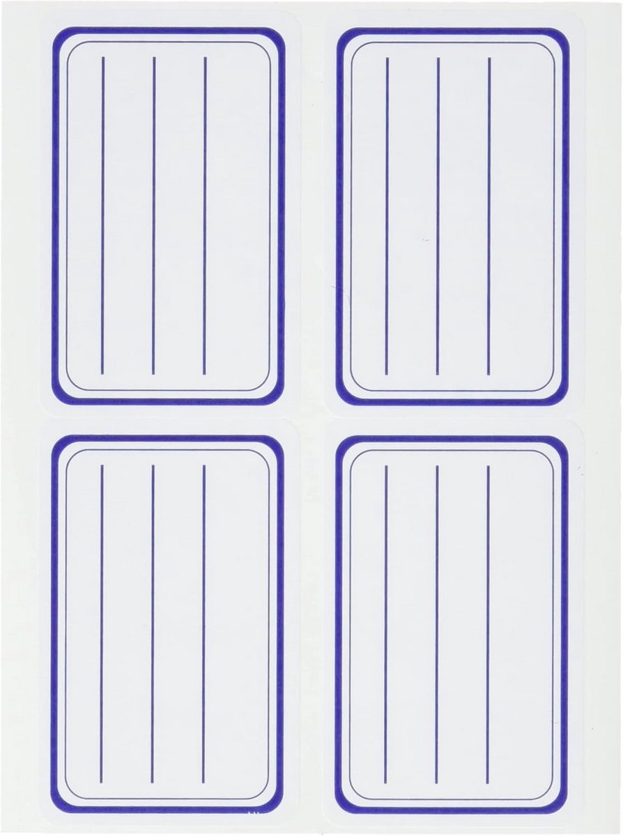 Schoollabels blauw gelinieerd - 20 stuks, formaat 36 x 56 mm