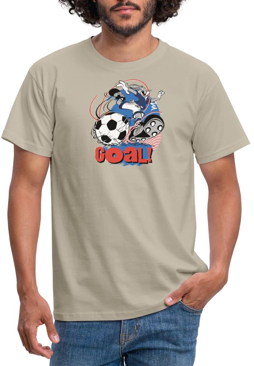 Looney Tunes Bugs Bunny Voetbal Ontwerp Goal! T-Shirt Heren