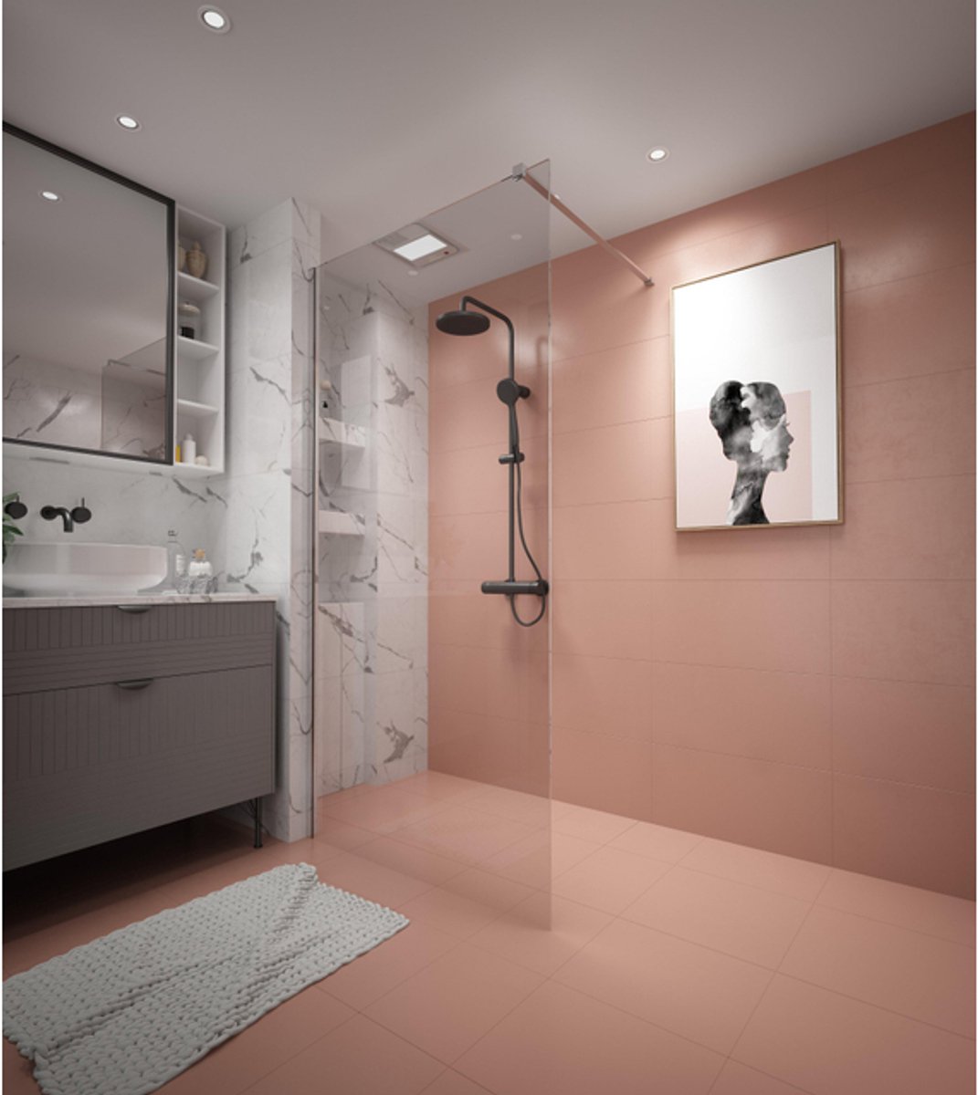 Adema Dawn Inloopdouche - 90x200cm - wandprofiel - stabilisatiestang - helder glas - chroom