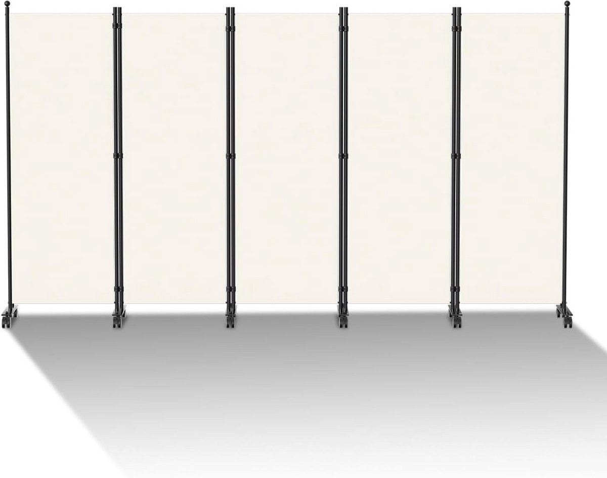Freestanding Room Divider on Wheels - Versatile Space Divider for Home and Office - Beige