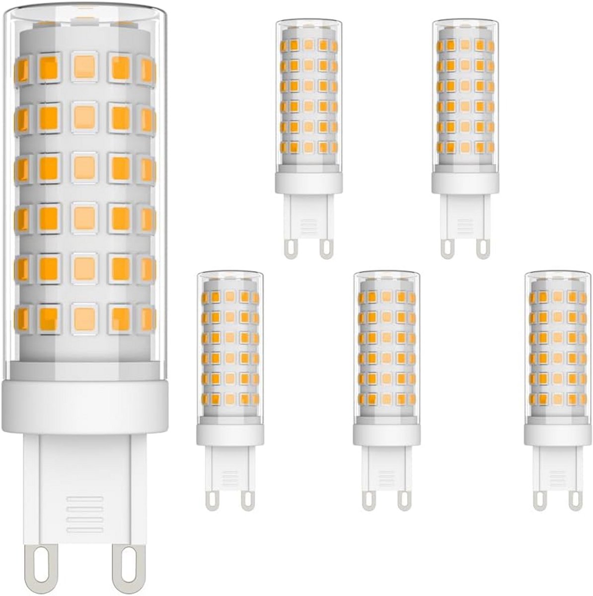 Set van 6 9W G9 LED-lampen - Warm Wit 3000K - 700 Lumen, Niet Dimbaar, 360° Kijkhoek