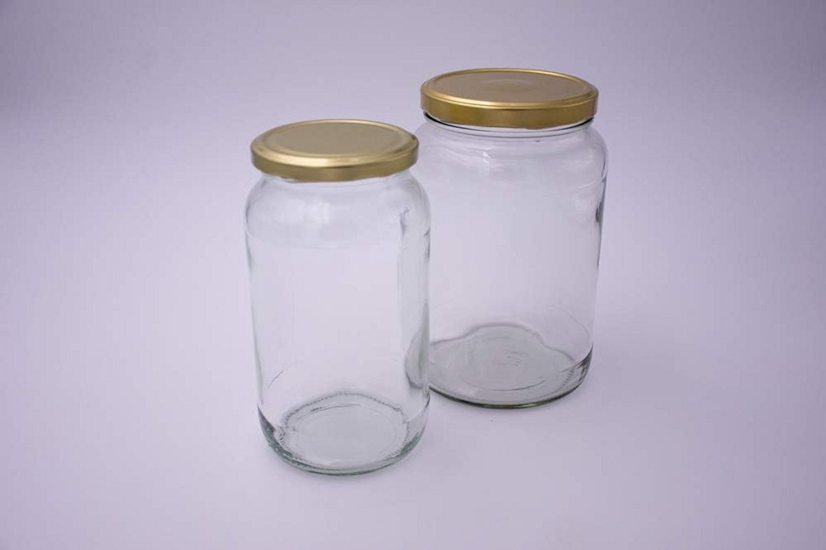 Inmaakpotten Set - 6 Stuks 1062ml en 6 Stuks 1700ml met Gouden Twist-off Deksel
