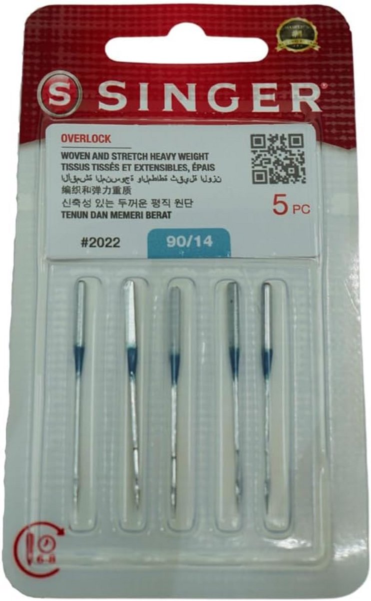 5pcs Echt Naalden Chrome Type 2022 voor Overlock Serger 90/14