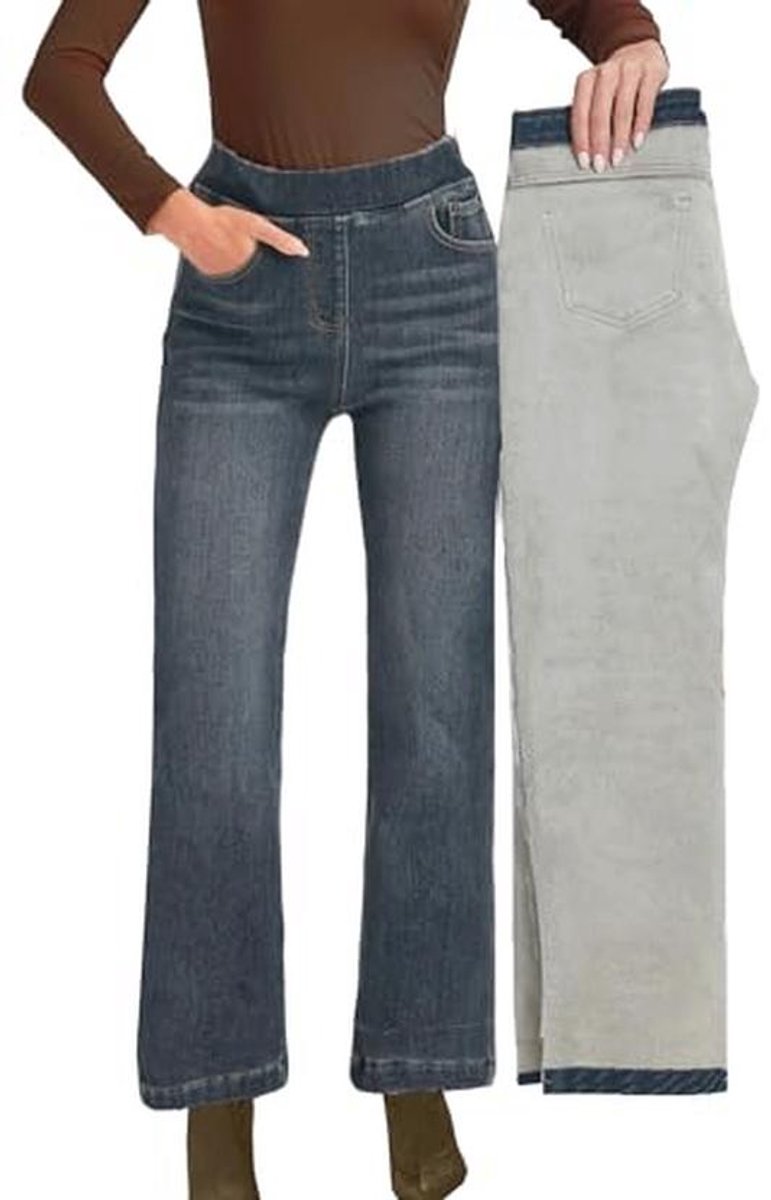 LaiEr Fleece gevoerde wijde pijpen jeans voor dames Hoge taille thermische jeans Dikke dames sport yoga rechte pijpen Hoge elasticiteit casual denim broek Winter warm met zakken.(DonkerGrijs,M LaiEr Fleece gevoerde wijde pijpen jeans voor dames Hoge taille thermische jeans Dikke dames sport yoga rechte pijpen Hoge elasticiteit casual denim broek Winter warm met zakken.(DonkerGrijs,M