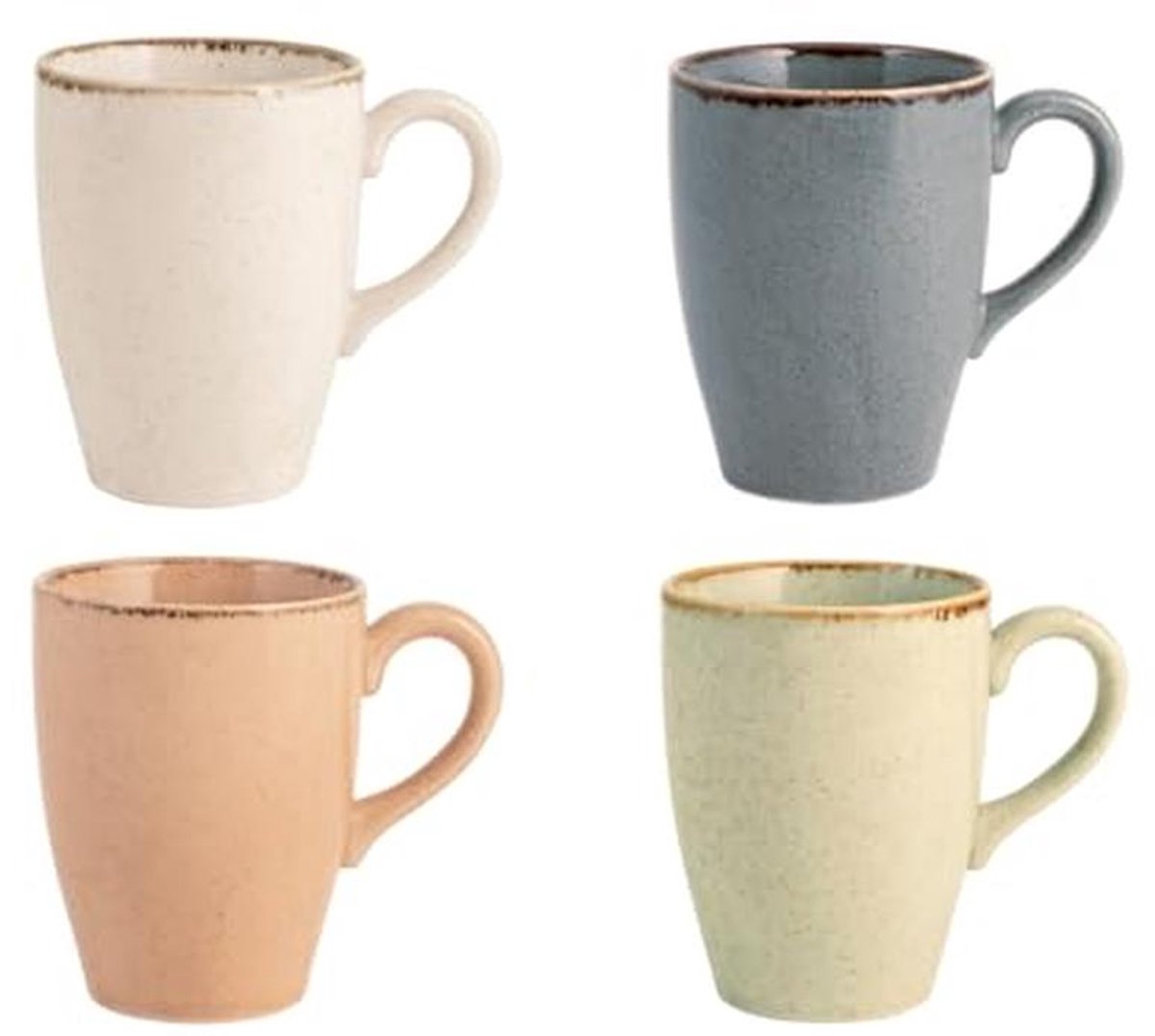 Set van 4 Koffiemokken in Pastelkleuren - Porselein CC 350