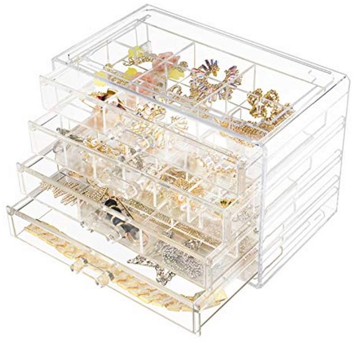 Sieraden Organizer met 72 Grids en Verstelbare Verdelers - Grote Capaciteit voor Oorbellen en Ringen