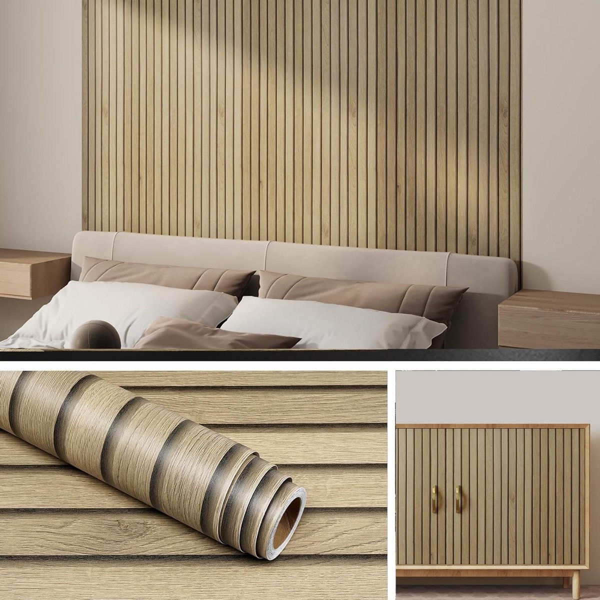 Provento - Zelfklevende 3D houten wandpanelen en waterdichte meubelfolie - decoratief en praktisch transformeer je interieur.