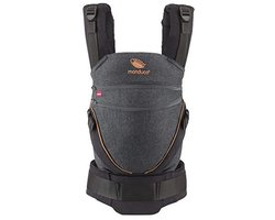 manduca XT Draagzak - Verstelbare Zitting, Uit Te Breiden Van Pasgeborene Tot Peuterdrager - Biologisch Katoenen Draagdoek Met 3 Draagopties,Denimblack-toffee