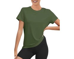Rapbin Sportshirt voor dames, korte mouwen, UPF 50+, basic, licht, ademend, droog, functioneel sportbovenstuk, ronde hals, sportshirt, dames, los, voor fitness, loopshirt, yoga