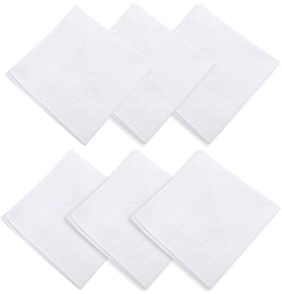 Witte Katoenen Zakdoeken voor Heren - 6 Stuks, 40 x 40 cm, Zacht en Elegant