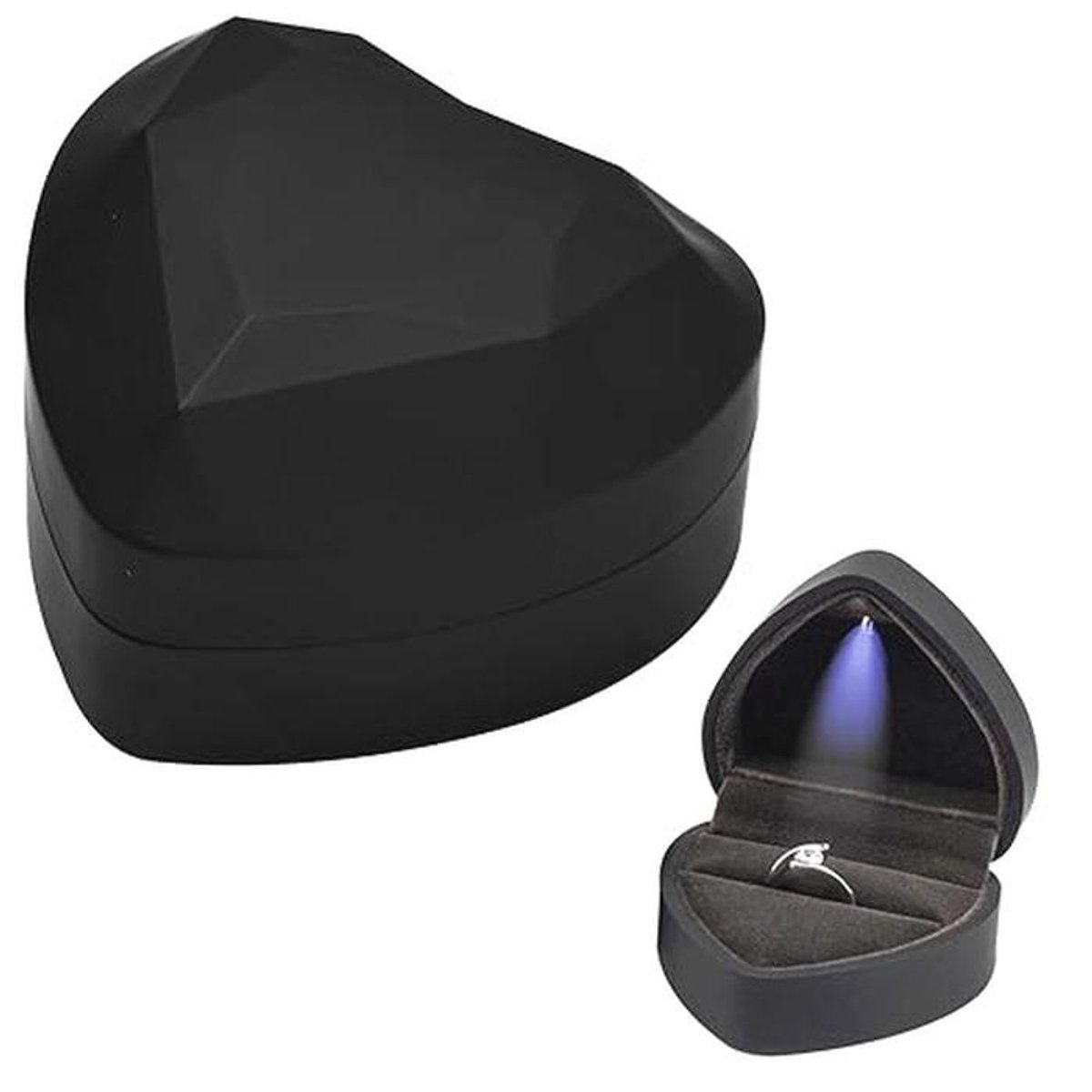 Hartvormige Ringendoos met LED Verlichting voor Bruiloft en Verloving