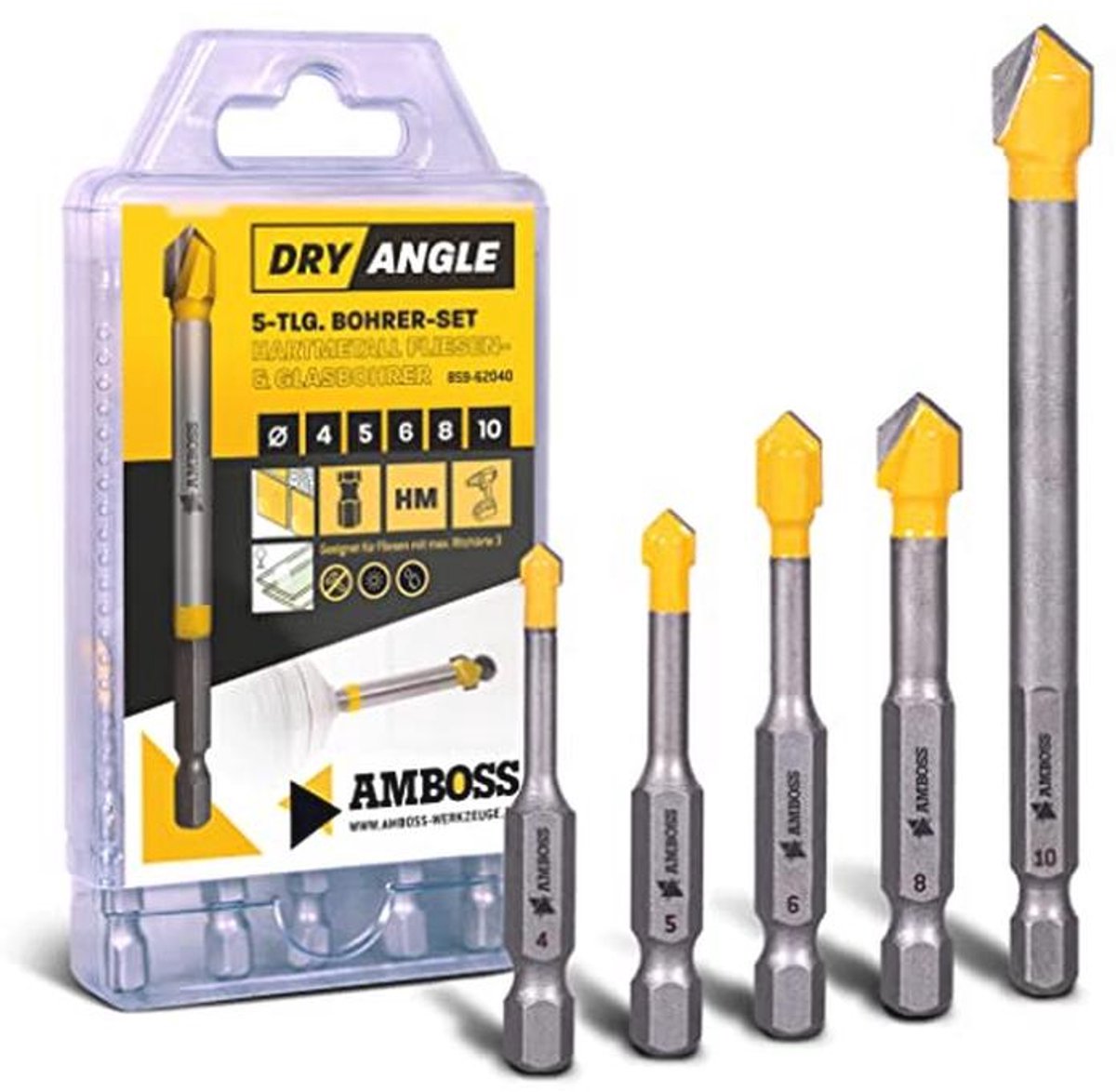 Tegelboor Set Ø 4/5/6/8/10 mm voor Tegels, Glas en Keramiek
