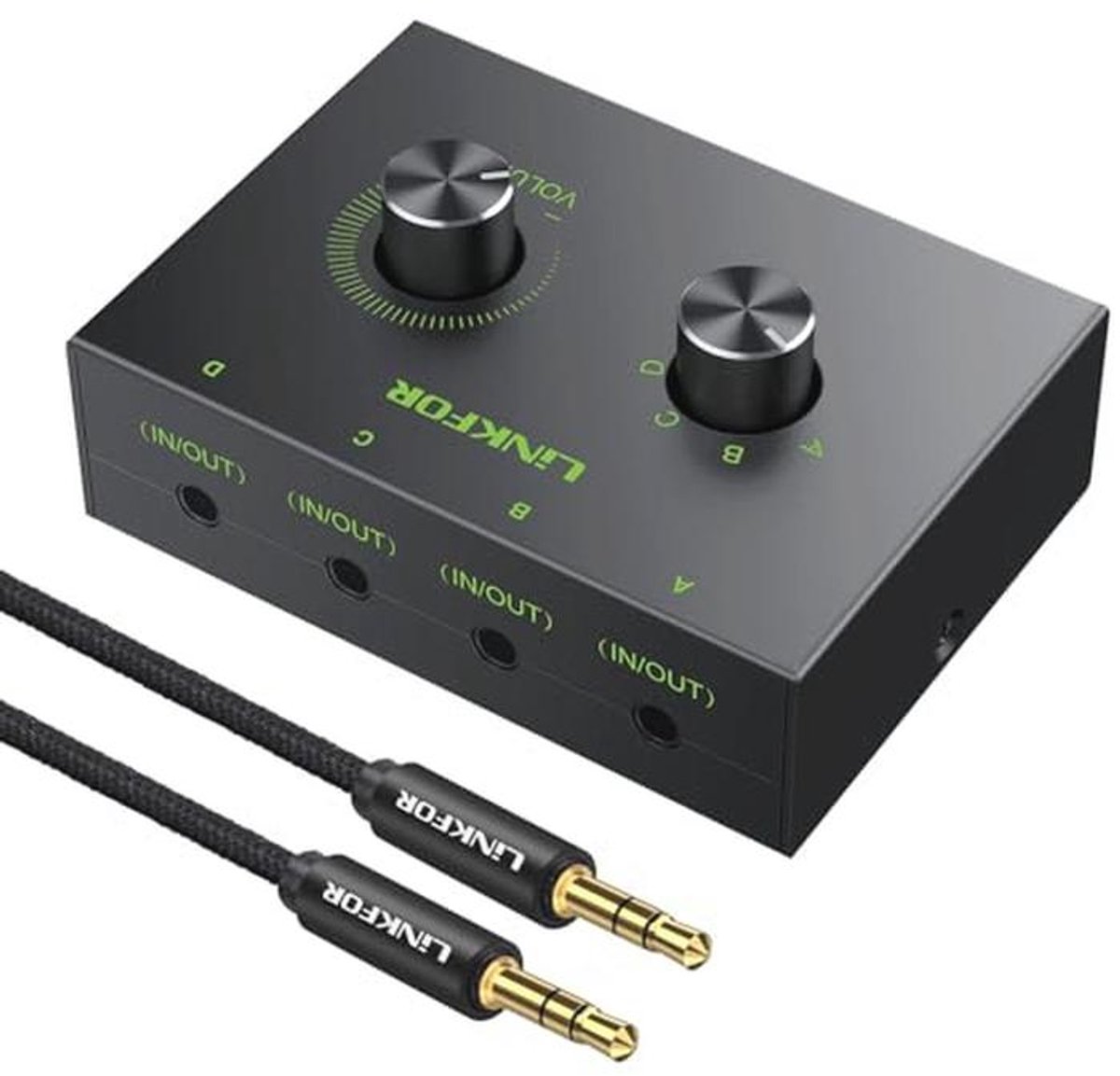 4-poort 3.5mm Stereo Audio Switcher - 1 In 4 Uit of 4 In 1 Uit
