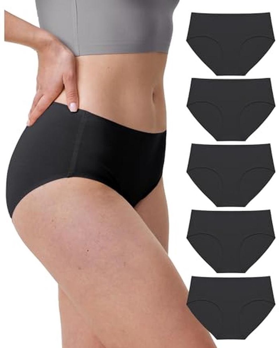 Naadloze Katoenen Slipjes voor Dames met Middelhoge Taille - 5 Stuks