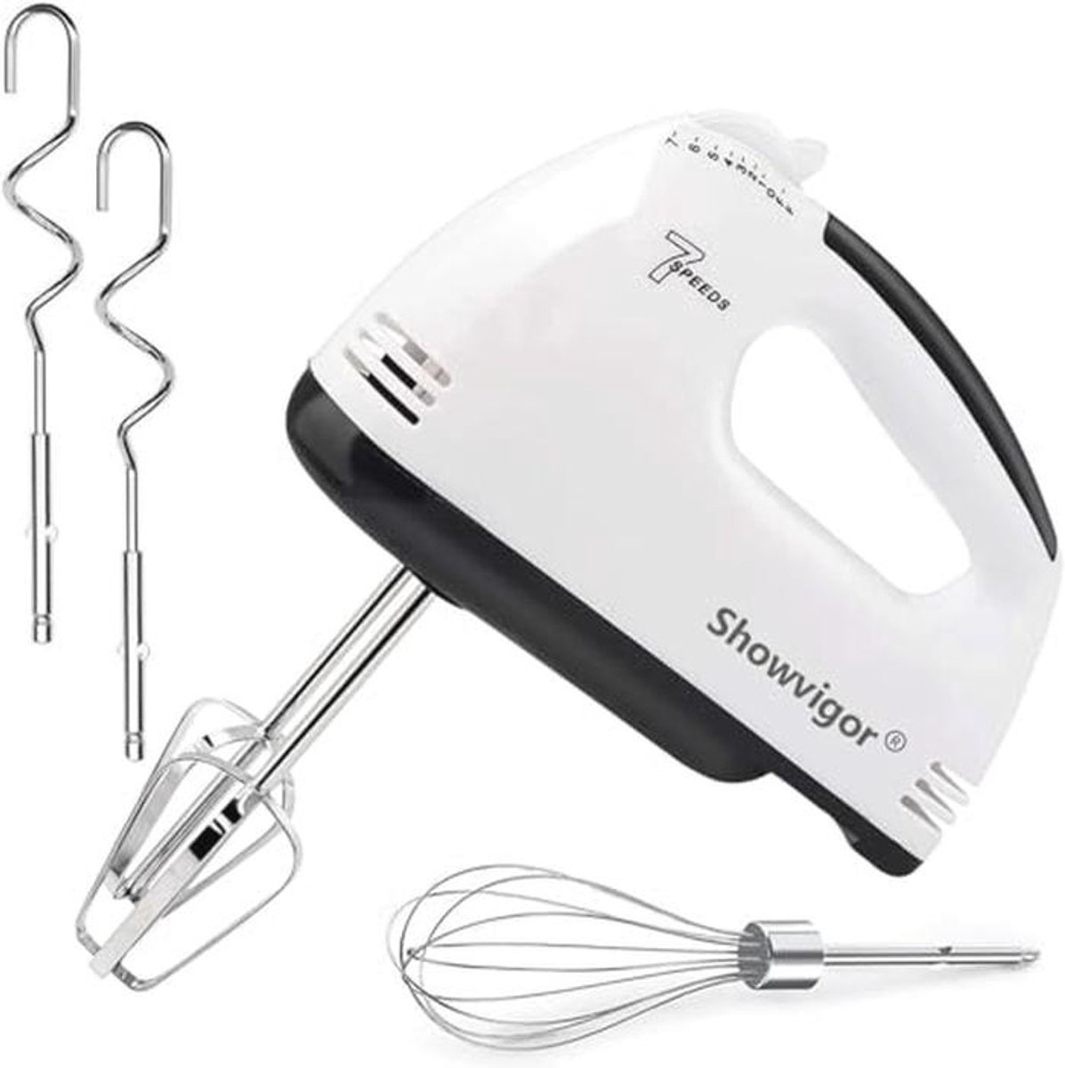 Handmixer met 7 standen, inclusief 2 gardes en 2 roestvrijstalen kneedhaken