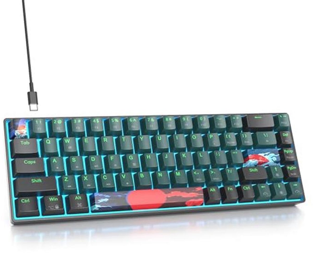 Compact Mechanisch Gaming Toetsenbord met LED-Achtergrondverlichting - 68 Toetsen en Ergonomisch Ontwerp voor PS5/PS4/Xbox