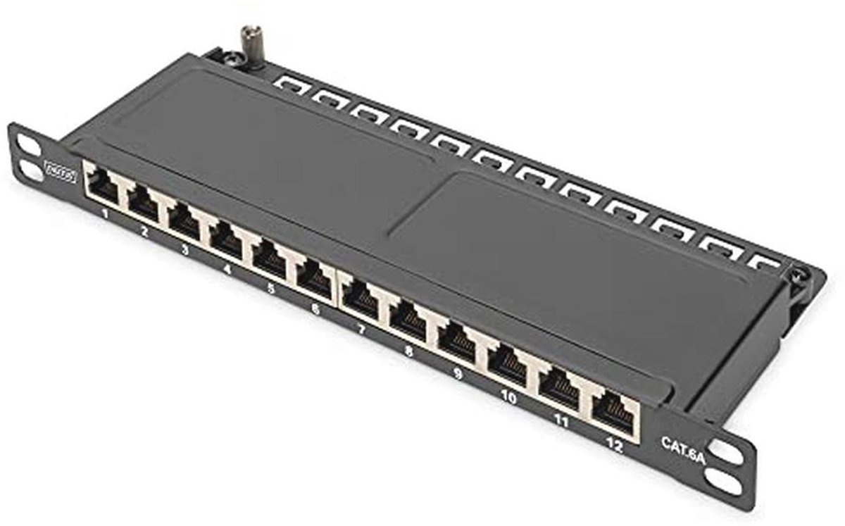 Patchpaneel 12 poorten - 10 inch - 0,5U - Afgeschermd RJ45 distributiepaneel voor netwerken